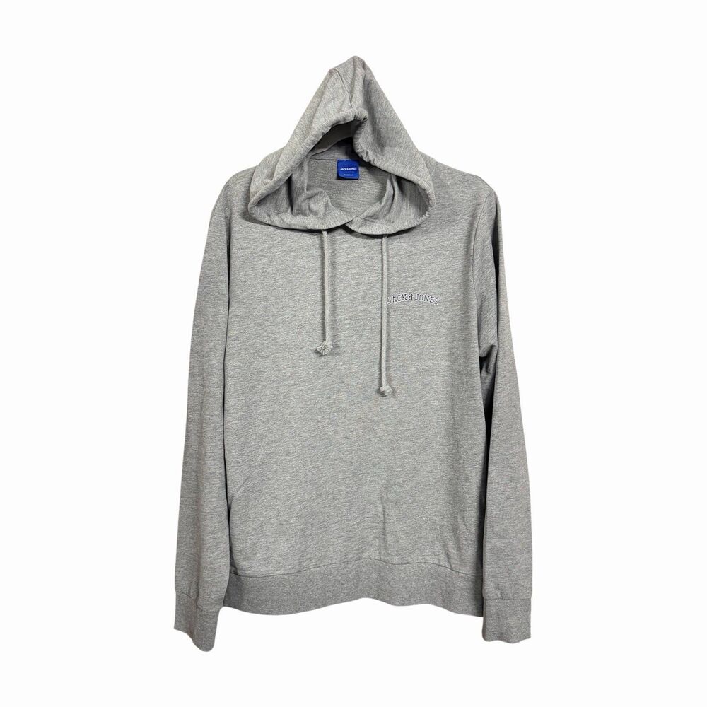 Jack & Jones Mens Sz M Gray Pullover Hoodie Long Sleeve Cotton Blend
